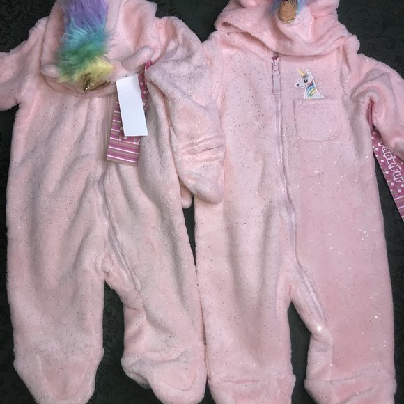 NWT unicorn TWINS 6-9 M rainbow outfits buntings